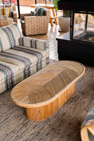 Oval rattan fish coffee table