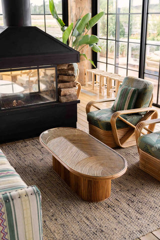 Oval rattan fish coffee table