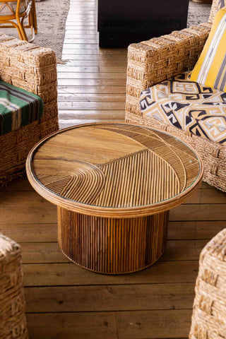 Round rattan fish coffee table